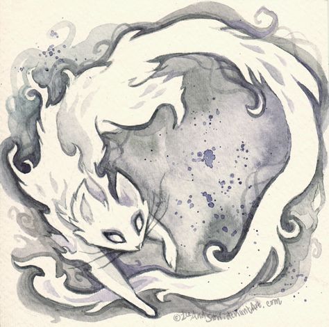 Pangur Ban, Secret Of Kells, Spirit Drawing, Cat Spirit, Spirit Tattoo, Spirit Art, Muster Tattoos, Watercolor Pictures, Spirited Art