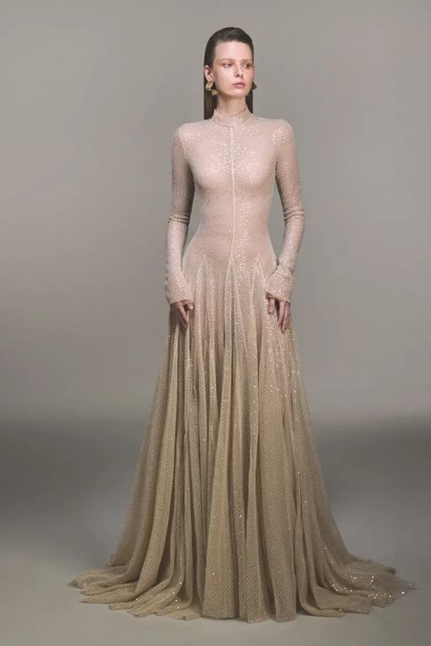 Winter Gowns Elegant, Elegant Beige Dress, Winter Evening Dress, Gold Dress Outfit, Beige Gown, Elegant Long Sleeve Wedding Dresses, Modest Evening Gowns, Vintage Evening Gowns, Accessories Making