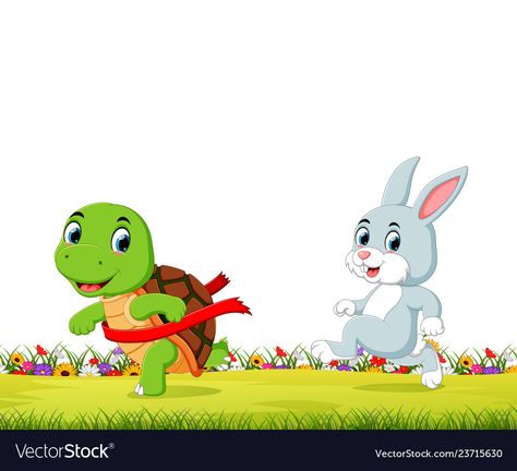 Turtle Drawing Realistic, Rabbit And Tortoise, Cute Turtle Drawings, Tortoise Drawing, Sea Turtle Drawing, Rabbit Artwork, Rabbit Vector, Drawing Realistic, Turtle Drawing