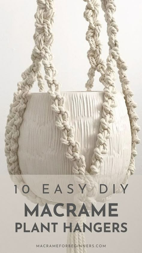 Knotted Plant Hanger, How To Macrame Plant Hanger Tutorials, Macrame Easy Plant Hanger, Macrame Plant Hanging Ideas, Free Macrame Plant Hanger Patterns Diy, Jute Macrame Plant Hanger, Macrame Planter Patterns, Macrame Hanger Ideas, Paracord Macrame Plant Hanger