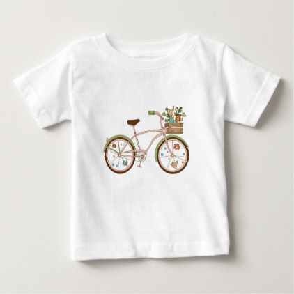 Retro bicycle with karzinkoy for flowers baby T-Shirt - retro gifts style cyo diy special idea Bicycle Built For Two, Rustic Valentine, Retro Bicycle, Cycling Gifts, Retro Baby, Retro Gifts, Top Baby Products, Baby T Shirts, Second Baby