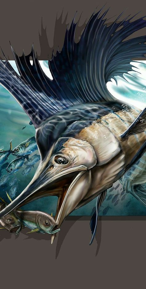 Marlin Drawing, Fishing Illustration, Sail Fish, Sea Life Wallpaper, Pelagic Fish, Marlin Fishing, Fishing Art, Fish Artwork, Animal Spirit Guides