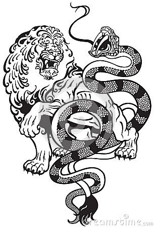 Lion And Snake, Chimera Mythology, Dragon Tiger Tattoo, Black And White Tattoo, Mythological Monsters, Mythological Animals, Black White Tattoos, Mythology Tattoos, Greek Tattoos