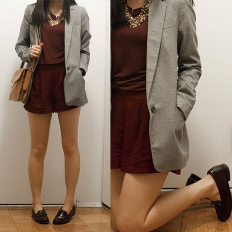 Weejuns Outfit, Penny Loafers Outfit, Womens Penny Loafers, Maroon Shorts, Loafers Outfit, Maroon Top, Maroon Shirts, One Last Time, Teacher Outfits