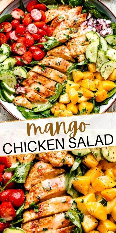 Tender Baked Chicken Breast, Mango Chicken Salad, Mango Chicken, Food Meals, Chicken Salad Recipe, Salad Recipes For Dinner, Homemade Dressing, Baked Chicken Breast, Lunch Salads