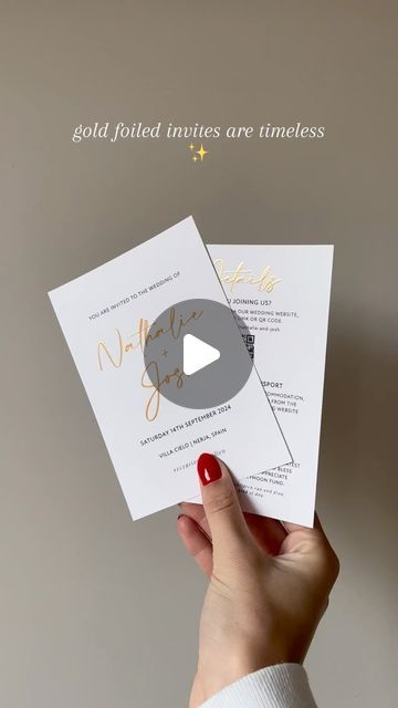 Megan | Wedding & Event Stationery + Branding on Instagram: "F O I L I N G ✨

Gold foiled stationery is such a popular option and we can really see why! It’s so timeless & classy. 

#weddingstationery #weddinginvitations #weddingstationeryuk #weddingpaper #luxuryweddingstationery #foiledprintedweddingstationery #2024bride #2025bride #bridetobe #bohowedding #weddingdetails #smallbusinessuk #isaidyes #newlyengaged #imgettingmarried #wesetthedate #cheshirewedding #cheshirebride #instagrambusiness #placecards #weddingplacecards #weddingtablenumbers #tablenamecards #weddingpaper #weddingdetails #eventstationery #goldfoiledinvites #foiledinvitations" Gold Foil Invitations Wedding, Gold Foiled Wedding Invitations, Gold Foil Stationery, Wedding Invite Gold Foil, Gold Foil Edge Invitation, Event Stationery, Table Name Cards, Gold Foil Invitation, Foil Invitations