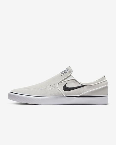 Nike SB Janoski+ Slip Skate Shoes. Nike.com Nike Boys Shoes, Nike Skate Shoes, Nike Sb Janoski, Stefan Janoski, Mens Lifestyle, Black Slip Ons, Shoes Nike, Nike Sb, New Nike