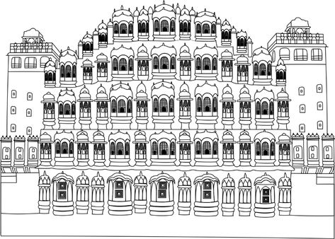 My Graphic work: Hawa Mahal Hawa Mahal Sketch, Corel Draw Tutorial, Light Switch Covers Diy, Earth Day Drawing, Kalamkari Art, Doodle Diary, Library Shelf, Hawa Mahal, Coral Draw