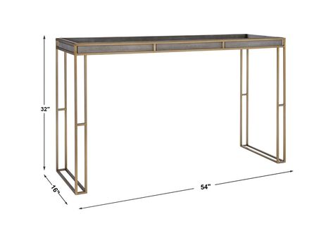 Cardew Console Table | Uttermost Style Console Table, Modern Console Table, Faux Shagreen, Tray Styling, Modern Minimalist Design, Modern Console Tables, Modern Console, Minimalist Aesthetic, Brushed Brass