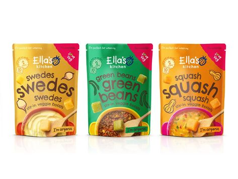 Cashew Packaging Design, Ellas Kitchen, Vegetables Packaging, Frozen Food Packaging, Kitchen Logo, Brand Architecture, Simple Nutrition, Pouch Packaging, Instant Recipes