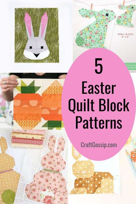 5 Easter Quilt Block Patterns – Quilting Easter Quilts Wall Hangings, Easter Table Runner Pattern, Easter Themes, Easter Quilt, Paper Peicing Patterns, Easter Wall Hanging, Bunny Quilt, Mug Rug Patterns, Easter Pillows