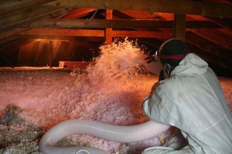 “Over many years, cellulose insulation compresses, deteriorates, gets dusty and isn’t great for managing moisture, whereas blown-in fiberglass is a safe bet, better R-value and far better for moisture management,” he said. Glatfelter said the blown-in fiberglass cuts on time, especially with Owens Corning’s Atticat loose-fill fiberglass and blown-in machines. Insulating Your Attic - DIY or Pro Blown-in - Extreme How To Attic Diy, Cheap Insulation, Mineral Wool Insulation, Cellulose Insulation, Home Improvement Diy, Blown In Insulation, Renovation Tips, Fiberglass Insulation, Wool Insulation