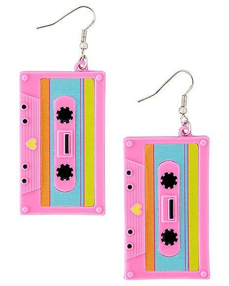 '80s Cassette Tape Earrings - Spirithalloween.com Eighties Costume, 80s Cassette, Undergarment Fashion, 80s Music Videos, Halloween Costume Jewelry, Pink Spider, Billy Kid, 80s Neon, Sport Sunglasses