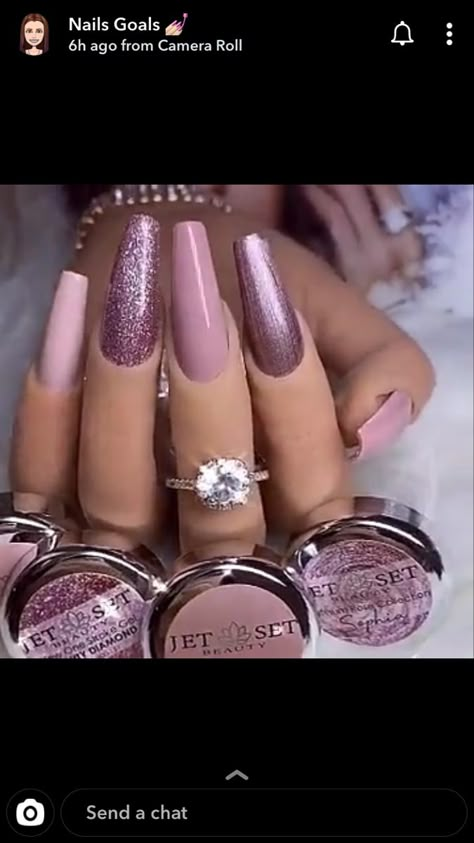 Rose Gold And Mauve Nails, 21st Birthday Nails Rose Gold, Winter Nails Pink Rose Gold, Rose Gold Medium Nails, Pink Ombre Nails Glitter Rose Gold, Wine Nails, Bride Nails, Ombre Acrylic Nails, Almond Acrylic Nails