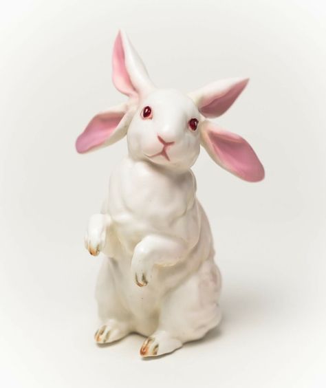 http://www.debrabroz.com/white-rabbits.html Albino Rabbit Art, Rabbit With Horns, White Rabbit Art, Albino Rabbit, Clay Rabbit, Ceramic Rabbit, Rabbit Sculpture, White Rabbits, Pink Rabbit