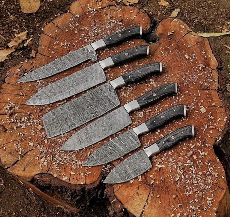 Elevate Your Culinary Experience with Our Custom Handmade Damascus Steel Knife Set! Damascus Kitchen Knives, Damascus Steel Knife, Culinary Skills, Knife Set, Knife Sets, Damascus Steel, Damascus, Kitchen Knives, Handles