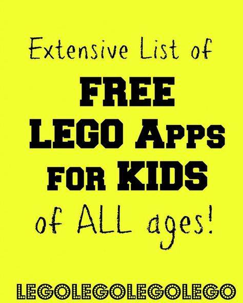 HUGE list of FREE LEGO apps for kids with descriptions for ages, in app purchases, etc. perfect for LEGO lovers Lego App, Slime Recipe Kids, Free Slime, Lego Challenge, Lego Education, Apps For Kids, Lego Club, Free Lego, Lego Lovers