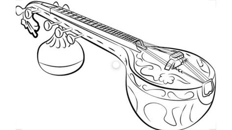 Instruments Drawing, Shiva Drawing, Tattoo Guitar, Phad Painting, Musical Instruments Drawing, Indian Musical Instruments, Vasant Panchami, Saraswati Puja, Drums Art