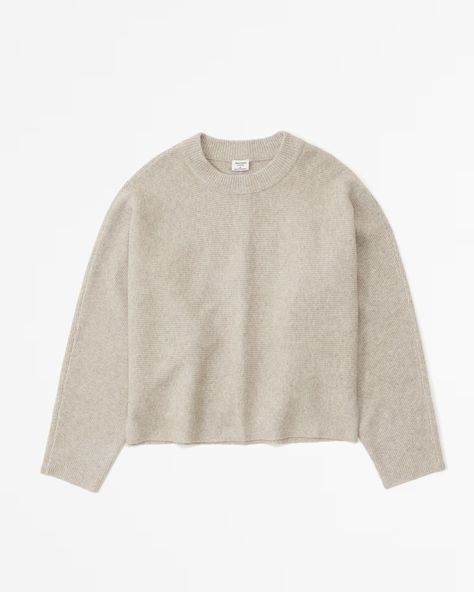 Women's Crew Dolman Sweater | Women's New Arrivals | Abercrombie.com Taupe Sweater, Tan Coat, Dolman Sweater, Fluffy Sweater, Sweater Blazer, Fall Capsule Wardrobe, Sweater Women's, American Clothing, Dark Jeans