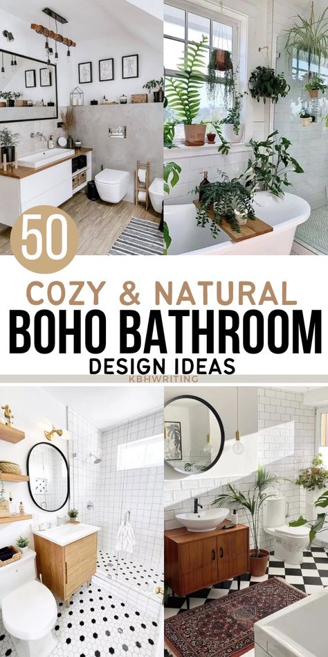 50 Totally Chic-lit Boho Bathroom Ideas Boho Bathroom Design, Colorful Boho Bathroom, Statement Mirrors, Boho Bathroom Decor Ideas, Boho Chic Bathroom, Earthy Bathroom, Modern Boho Bathroom, Neutral Bathroom Decor, Small Full Bathroom