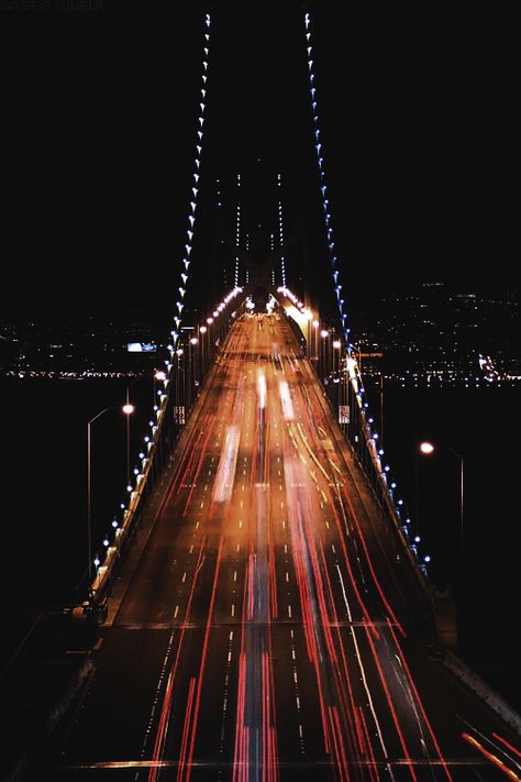 Scott McKenzie, "San Francisco (Flowers In Your Hair)" | 27 Songs For A California State Of Mind Printable Images, Moving Pictures, Aesthetic Gif, Bay Bridge, Images Gif, City Lights, The Words, A Black, At Night