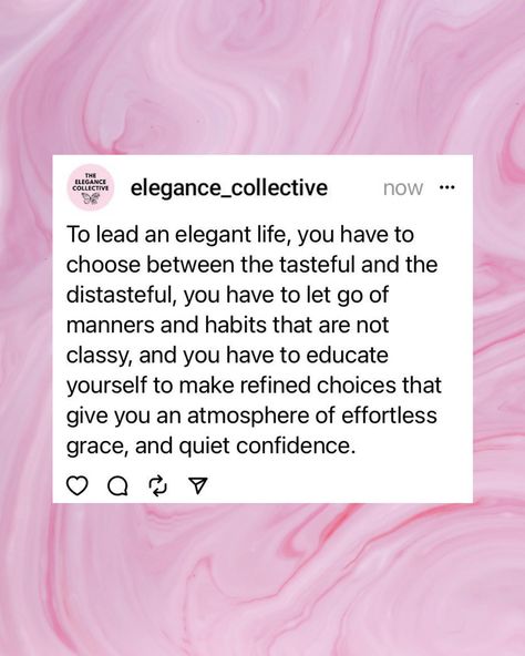 And so the question is, are you happy with your choices? For more on how to truly be elegant, how to be feminine, how to level up, we have these 3 exquisite handbooks; 👉🏼 High Value Feminine Woman: Rediscover Your Femininity where you will learn how to become more feminine, what masculine traits to dicth, and how to regain your magnetism. 👉🏼 The Elegant Style Handbook, where you will learn how to curate a style that makes you look & feel elegant, also taking into consideration your lifesty... Becoming More Feminine, How To Be More Elegant, How To Be Feminine, Become More Feminine, How To Be More Feminine, Masculine Traits, Be Feminine, Feminine Spirituality, Classy Lifestyle