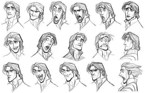 Academy of Art Character and Creature Design Notes: Disney's "Tangled" Character Design Development. Disney Expressions, Concept Art Disney, Tangled Concept Art, Character Expressions, Spider Man Comics, Glen Keane, Expression Sheet, Cartoon Drawings Of People, Character Design Cartoon