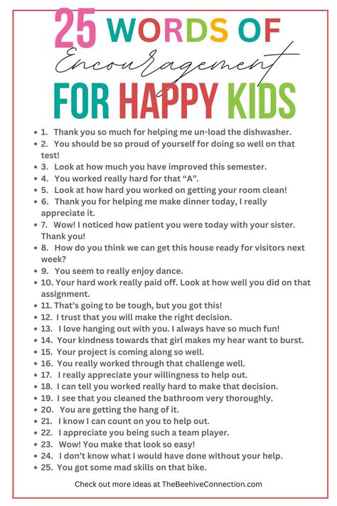 25 words of encouragement Encouraging Words For Kids, Podcast Questions, Words Of Encouragement For Kids, Authoritative Parenting Style, Encouragement For Kids, Lunchbox Ideas For Kids, Authoritative Parenting, Creative Notes, Parenting Illustration