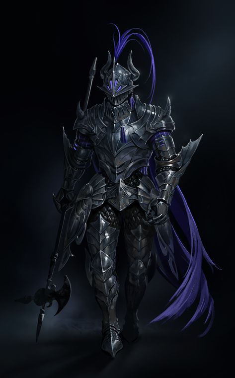 Female Knight In Black Armor, Cool Knight Armor, Fantasy Dragon Knight, Dragon Armor Art, Fantasy Knight Art, Dragon Knight Art, Fantasy Knight Armor, Ice Knight, Magical Knight