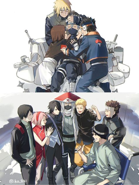 #naruto #narutouzumaki #minato #obito #kakashi #sai #sakura #rin #sasuke #guy #Yamato Those Two Guys From Naruto, Might Guy Naruto, Minato Team, Naruto And Kakashi, Obito Kakashi, Team Kakashi, Sai Naruto, Aomine Kuroko, Team Minato