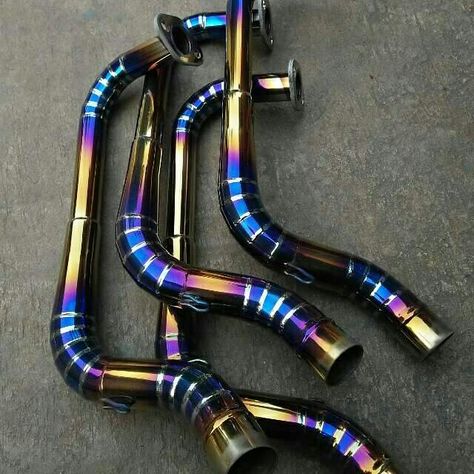 Exhaust Blue Rainbow  #hardchrome  http://andriesyber.blogspot.com Titanium Welding, Bike Restoration, Welding Rig, Tube Chassis, Model Cars Building, Welding And Fabrication, Mig Welding, Metal Welding, Tig Welding