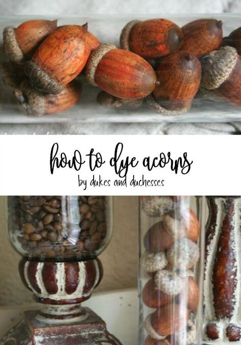 how to dye acorns Rit Dye, Themed Crafts, Candy Corn, Fall Fun, Dye, Diy Projects, Festival, Ethnic Recipes