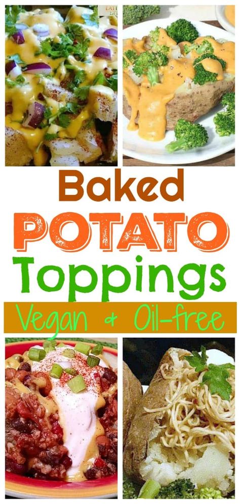 Baked Potato Fillings, Baked Potato Dinner, Vegan Baked Potato, Vegan Potato Recipes, Baked Potato Toppings, Noodles Vegetables, Kitchen Long, Baked Potato Bar, Stuffed Baked Potatoes