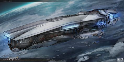 A few concepts for the bigger ships of Galaxy on Fire 3: Manticore. Done a few years ago. Got the permission to show them just now. Mercenary Carrier detailing was based on a earlier concept done by Marc Nagel. Space Ships Concept, Sci Fi Spaceships, Space Ship Concept Art, Starship Concept, Capital Ship, Space Battleship, Starship Design, Sci Fi Ships, Space Fantasy