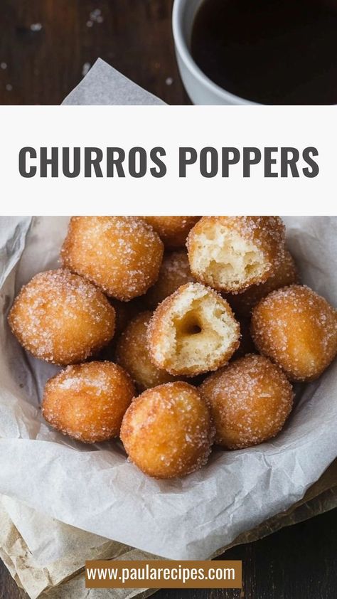 These Churro Poppers are little bites of heaven! Soft and warm on the inside, with a crispy, cinnamon-sugar crust on the outside—get ready to indulge! 🍪💖 #ChurroObsession #MiniChurros #CinnamonLovers #SugarCoated #DessertCravings #SweetTreats #SnackGoals #PopItInYourMouth #IndulgentBites #YumYumYum Churro Cheesecake Empanadas, Mexican Dessert Ideas For Party, Mexican Christmas Food Traditional, Quick Recipes Snacks Sweet, Mexican Deserts Authentic, Churro Poppers, Churro Cheesecake Bites, Churro Recipes, Best Churros Recipe