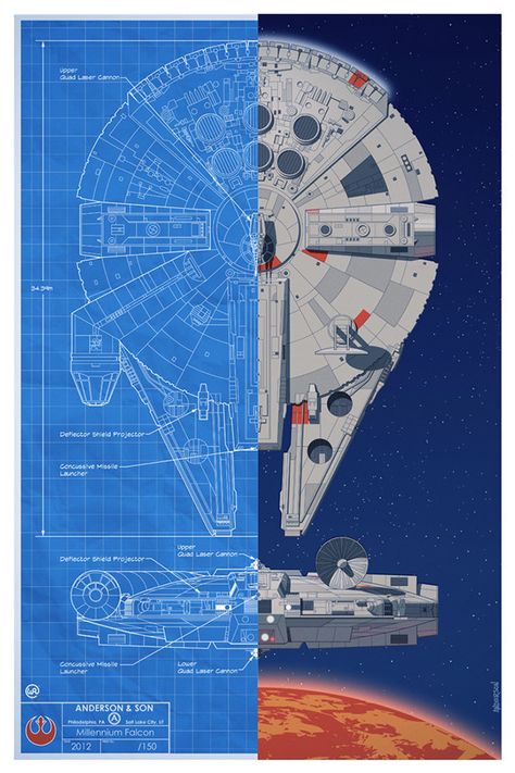 Alternate Movie Posters and Pop Culture Illustration on Behance Decoracion Star Wars, Millenium Falcon, Star Wars Vehicles, Star Wars Ships, Poster Series, Walt Disney Pictures, Star Wars Inspired, Millennium Falcon, Star Wars Poster