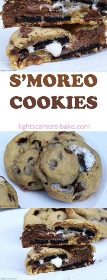 Smores Cookies Recipes, Brown Eyed Baker, Cookies Stuffed, S Mores Cookies, Smores Cookies, Cookies Bars, Chewy Chocolate Chip, Chewy Chocolate Chip Cookies, S'mores