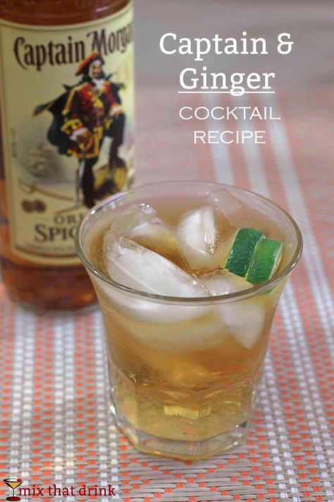 The Captain & Ginger is a refreshing drink recipe that blends Captain Morgan Original Spiced Rum with ginger ale or beer. Plus a dash of lime juice. It’s like a Moscow Mule with spiced rum instead of vodka. Captain Morgan Drinks Easy, Captain Morgan Drinks Spiced Rum, Tailgating Drinks, Captain Morgan Cocktails, Captain Morgan Drinks, Ginger Drink Recipe, Ginger Cocktail Recipes, Spiced Rum Drinks, Whiskey And Ginger Ale