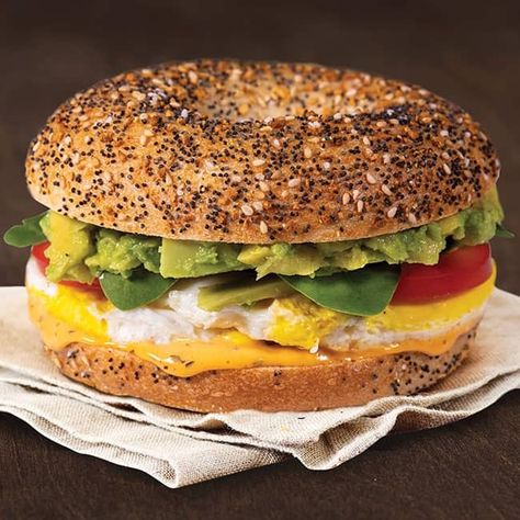 Menu - Einstein Bros. Bagels Avocado Egg Sandwich, Einstein Bros Bagels, Einstein Bagels, Baked Bagels, Sandwiches Lunch, Bagels Breakfast, Lunch Sandwiches, Bagel Thins, Healthy Fast Food Options