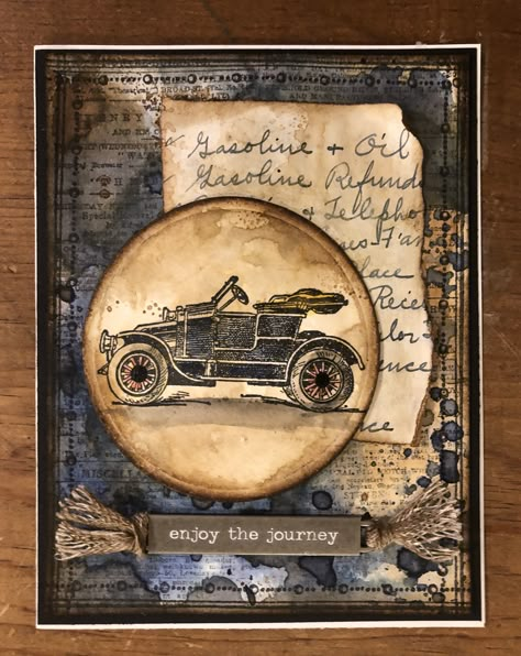 Retirement Sentiments, Steampunk Cards, Masculine Art, Travel Art Journal, Tim Holtz Cards, Shabby Chic Cards, Masculine Birthday Cards, Vintage Auto, Retirement Cards