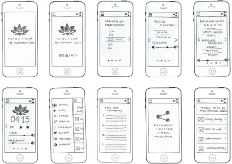 This week, I went back to the drawing boards and worked on the redesign of my paper prototype for Meditation Oasis’ mobile application Relax & Rest. Originally, the paper prototype I made… Paper Prototype, Prototype App, Wireframe Sketch, App Wireframe, Ux Design Process, Ux Kits, Ui Ux 디자인, How To Sketch, App Design Layout