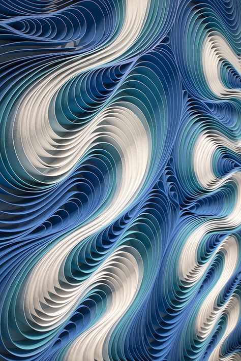 Water Paper Craft, Abstract Paper Art, Water Abstract Art, Modern Paper Art, Ocean Sculpture, Abstract Blue Art, Ocean Abstract Art, Blue Sculpture, Abstract Ocean Art