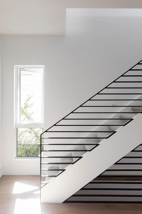 HORIZONTAL DESIGNS | Iron Elements Horizontal Line Interior Design, Stairs Horizontal Railing, Staircase Horizontal Railing, Horizontal Interior Design, Horizontal Railing Stairs, Stair Case Wall Designs, Railing Design Stairs, Horizontal Stair Railing, House Railing