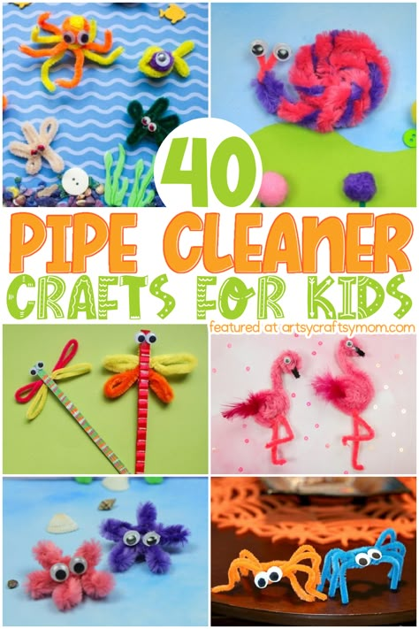 Crafts For Kids With Paper, Pipe Cleaner Crafts For Kids, Pipe Cleaner Projects, Pipe Cleaner Animals, Pipe Cleaner Art, Book Drawing Ideas, Scratch Book, Pipe Cleaner Crafts, Kids Craft Ideas