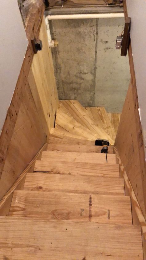 Exposed Basement Stairs, Creepy Basement Stairs, Moving Basement Stairs, Unfinished Basement Stairs, Creepy Basement, Basement Stairway, Basement Stairs Remodel, Basement Stair, Stairwell Ideas