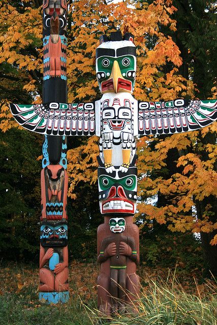 Stanley Park totem poles in Vancouver, British Columbia, Canada • photo: Roborovski Hamsters on Flickr Vancouver Trip, Stanley Park Vancouver, Hannah Jones, Totem Poles, Into The West, Western Comics, Stanley Park, Canada Photos, O Canada