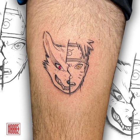 Kurama Tattoos: Embody the Power of the Nine-Tails with These Epic Designs - Body Artifact Naruto Fox Tattoo, Naruto Kurama Tattoo Design, Nine Tailed Fox Tattoo Naruto, Naruto Nine Tails Tattoo, Kurama Tattoo Ideas, Naruto And Kurama Tattoo, Nine Tails Seal Tattoo, Kurama Naruto Tattoo, Naruto Kurama Tattoo