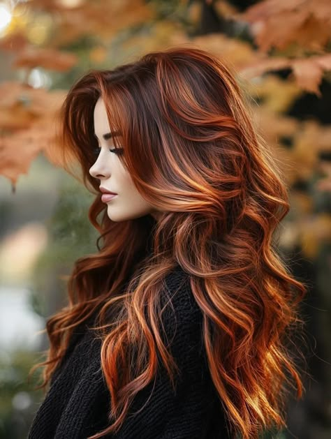 Fall Hair Highlights: Trending Colors and Styles for Autumn Highlight Styles, Fall Hair Highlights, Red Blonde Hair, Red Blonde, Red To Blonde, Ginger Hair Color, Hair Color And Cut, Auburn Hair, Copper Hair