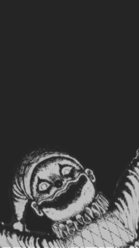 Japanese Horror Wallpaper, Wallpaper Backgrounds Scary, Horror Art Wallpaper, Goth Homescreen, Junji Ito Wallpaper, Creepy Wallpaper, Clown Wallpaper, Emo Aesthetic Wallpaper, Horror Photos