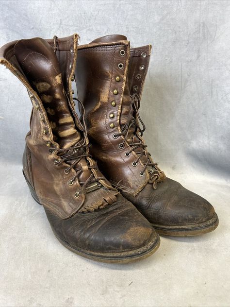 New! Double H Boots Mens Size 11 Packer High Lacer Western Cowboy Leather Work USA was just added to eBay. Check it out! #eBay #eBaySeller Ethan Core, Modern Wizard, Mens High Boots, Mens Tall Boots, Mens Biker Boots, Men Leather Boots, Boots Aesthetic, Apocalypse Gear, Worn Boots